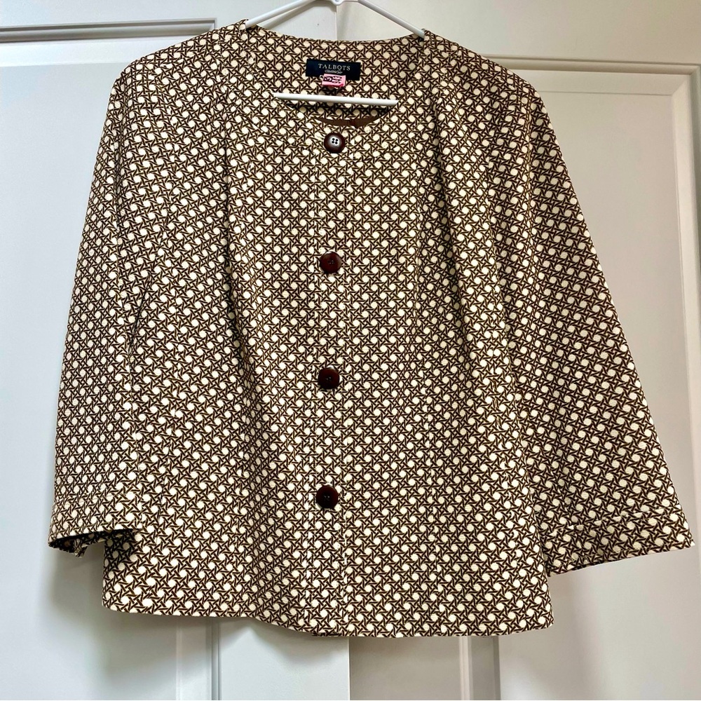 Talbots Brown and Cream Patterned Blazer